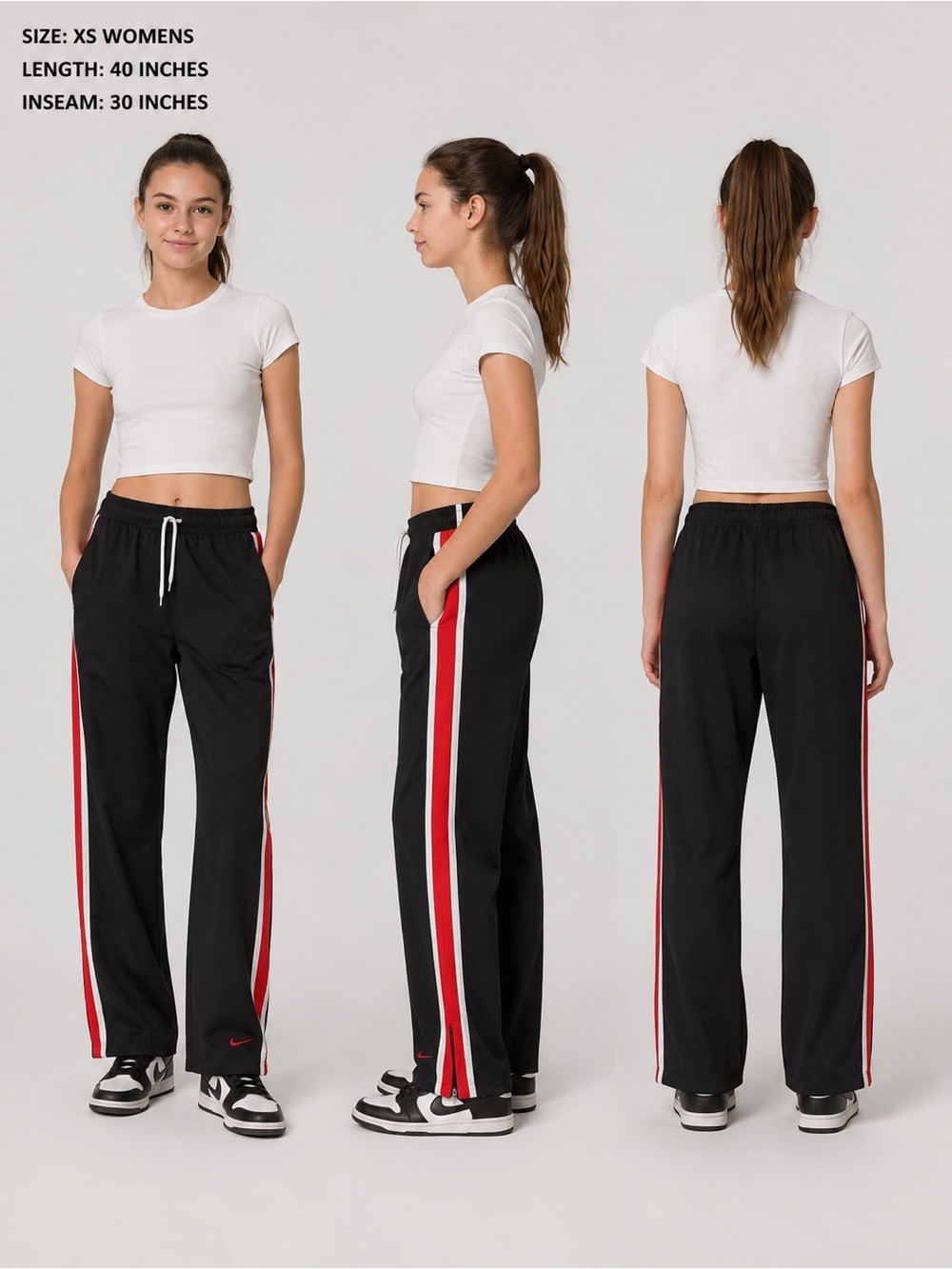 Vintage Nike Black Track Pants with White Label Accent